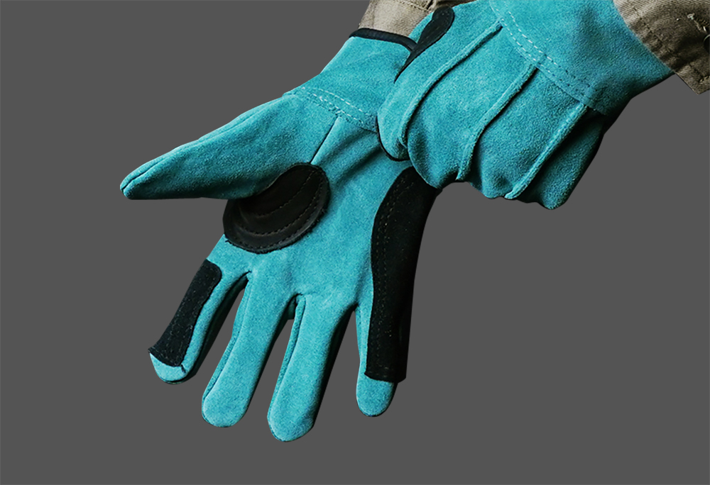 Green work gloves